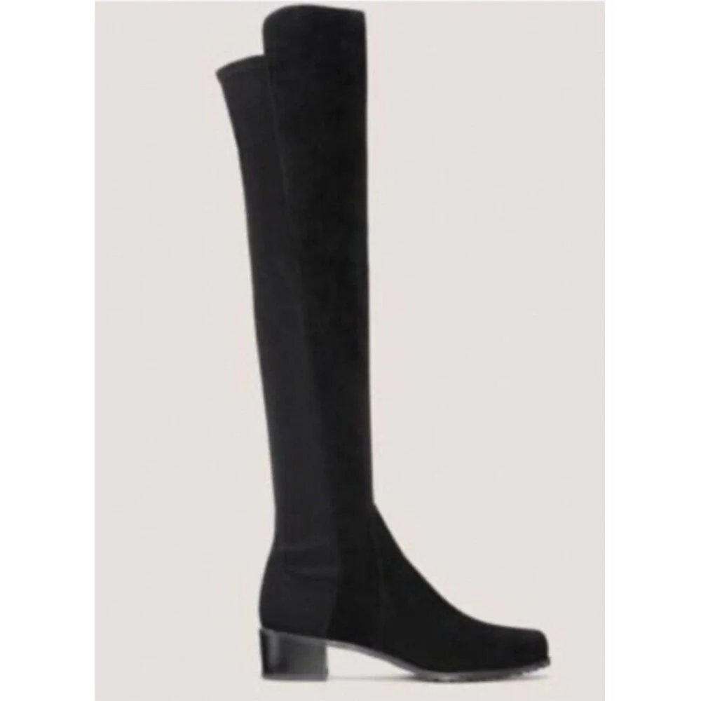 $850 STUART WEITZMAN Reserve Boot OVER THE KNEE SUEDE BOOT BLACK Size 6